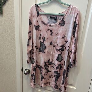 Willi Smith Pink and Gray Tie-Dye Tunic